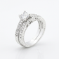 Avera Princess Cut Filigree Bridal Ring Set in Sterling Silver