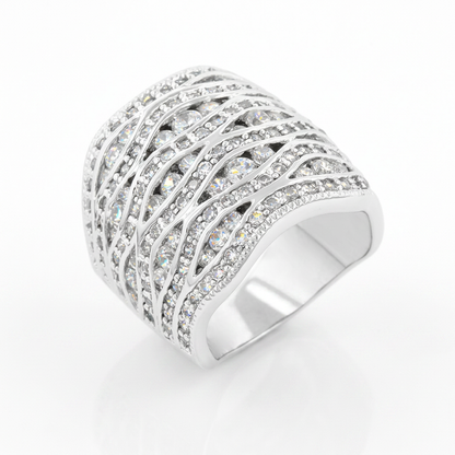 Avera Cubic Zirconia Pave Abstract Ring in Sterling Silver