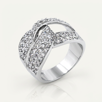 Avera Cubic Zirconia Knot Ring in Polished Silver