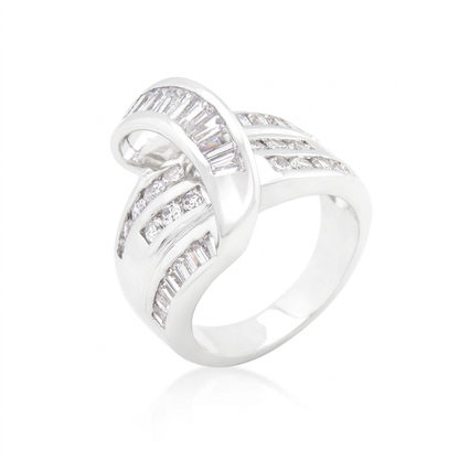 Avera Jewelry Channel Set Overlap Ring in Sterling Silver