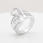 Avera Jewelry Channel Set Overlap Ring in Sterling Silver