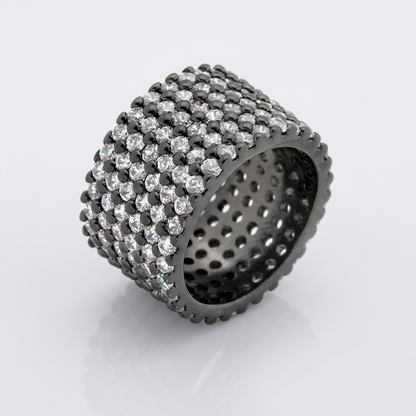 Avera Wide Pave Cubic Zirconia Ring In Black Finish