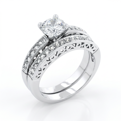 Avera Filigree Engagement Set in Sterling Silver