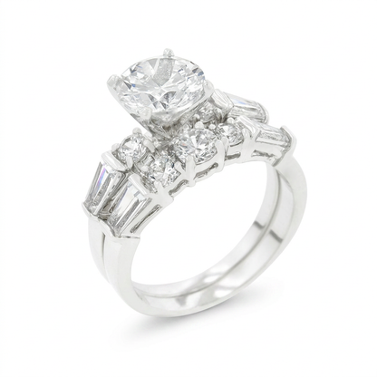 Avera Engagement Set with Large Center Stone in Sterling Silver