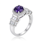 Avera Tape Baguette Cubic Zirconia Engagement Ring in Silver