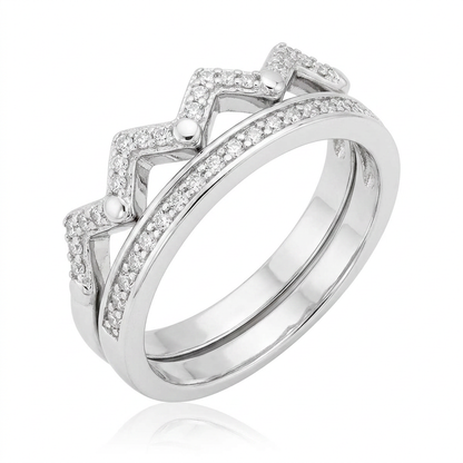 Avera Zig Zag Wedding Set With Silver Tone Finish