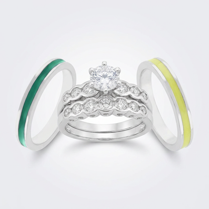 Avera Graduated Wedding Set 5 / Silver Eternity Band Collection