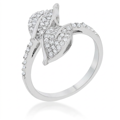 Avera Liana 0.1ct Cubic Zirconia Leaf Wrap Ring in Silver