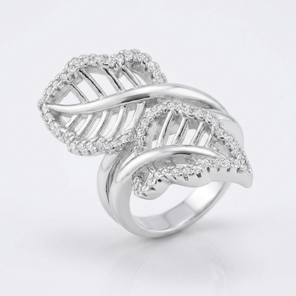 Avera Lina 0.4ct Cubic Zirconia Leaf Wrap Ring in Silver