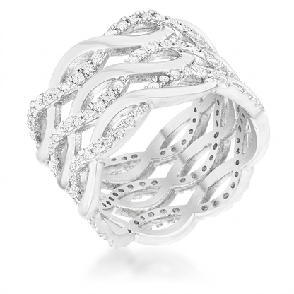 Avera Contemporary 0.88ct Cubic Zirconia Twist Wide Cocktail Ring