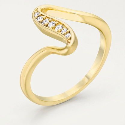 Avera Sheryl 0.07ct CZ 14k Gold Simple Wave Ring