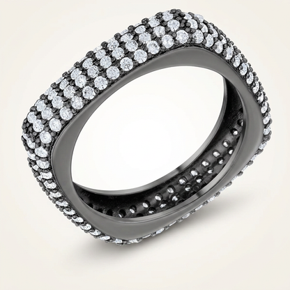 Avera Jana 1.29ct Cubic Zirconia Hematite Square Band Ring
