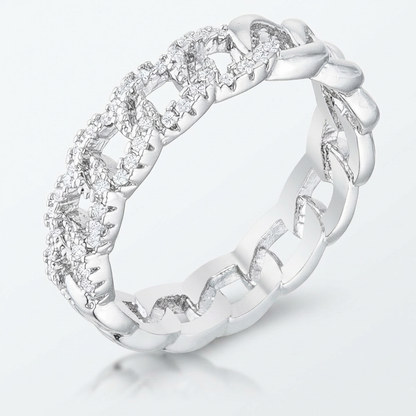 Avera Interlocking Chain Design Ring with Cubic Zirconia