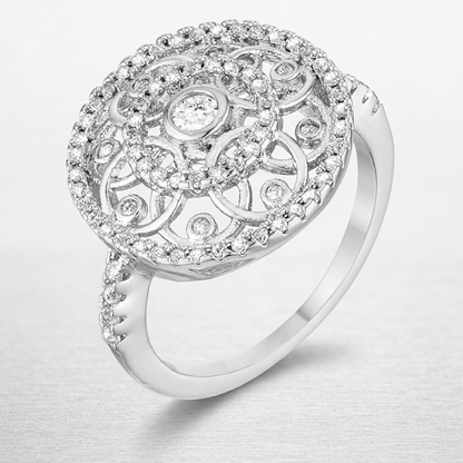 Avera Interlocking Circles Ring with Cubic Zirconia in Silver