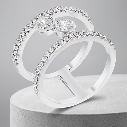 Avera .86Ct Plated Floating Bubbles Cz Ring