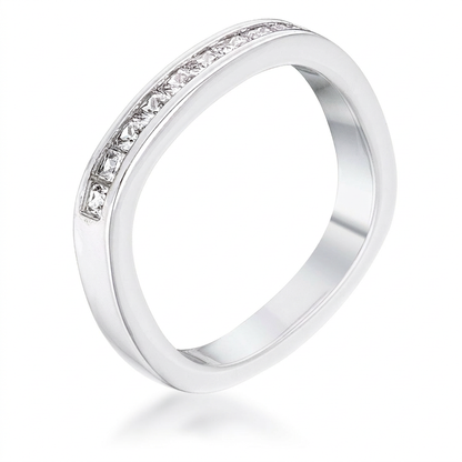Avera .9Ct Channel Set Princess Cut Plated Square Shaped Stackable Band