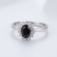 Avera Petite Oval Ring With Black Cubic Zirconia
