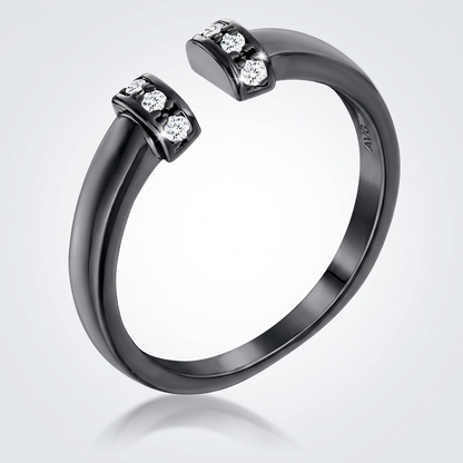 Avera Hematite Petite Cz Open Cuff Ring