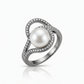 Avera Hematite Pearl Interlocked Double Teardrop Ring