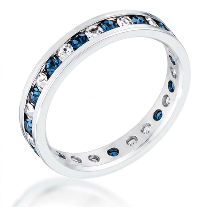 Avera Clear and Blue Alternating Crystal Eternity Ring