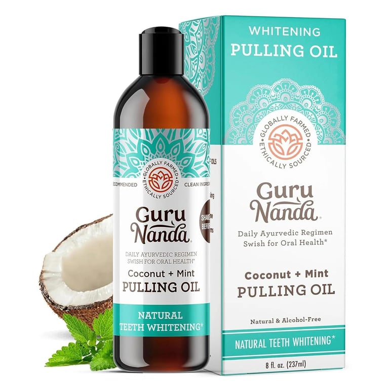 Gurunanda Coconut Mint Pulling Oil - 8 fl oz - Natural Detoxifying Mouthwash