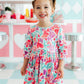 Watercolor Hearts 3/4 Sleeve Pocket Twirl Dress