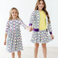 Mardi Gras 3/4 Sleeve Pocket Twirl Dress