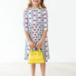 Mardi Gras 3/4 Sleeve Pocket Twirl Dress