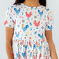 Rainbow Roosters S/S Pocket Twirl Dress