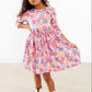 Fluttering Garden 3/4 Sleeve Pocket Twirl Dress