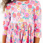 Fluttering Garden 3/4 Sleeve Pocket Twirl Dress