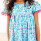 Aqua Garden Pom Pom Dress