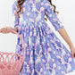 Beautiful Bunnies 3/4 Sleeve Pocket Twirl Dress