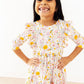 Carrot Cutie 3/4 Sleeve Ruffle Twirl Dress