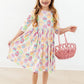 Egg-stra Cute 3/4 Sleeve Pocket Twirl Dress