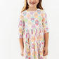 Egg-stra Cute 3/4 Sleeve Pocket Twirl Dress