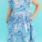 Seaside Shells Flutter Sleeve Twirl Dress