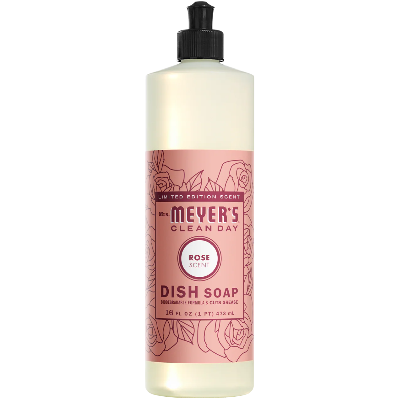 Mrs. Meyer's Clean Day Liquid Dish Soap, Refreshing Rose Scent, 16 Fl Oz (Pack of 6)