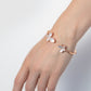 18K Rose Gold & CZ Encrusted Mother Of Pearl Butterfly Women's Bangel Bracelet Jewelry
