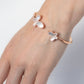 18K Rose Gold & CZ Encrusted Mother Of Pearl Butterfly Women's Bangel Bracelet Jewelry