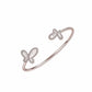 18K Rose Gold & CZ Encrusted Mother Of Pearl Butterfly Women's Bangel Bracelet Jewelry