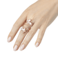 18K Rose Gold w/ Mother Of Pearl Cubic Zirconia Encrusted Swirl Butterfly Ring Jewelry
