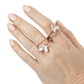 18K Rose Gold w/ Mother Of Pearl Cubic Zirconia Encrusted Swirl Butterfly Ring Jewelry