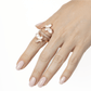 18K Rose Gold w/ Mother Of Pearl Cubic Zirconia Encrusted Swirl Butterfly Ring Jewelry
