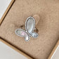 .925 Silver Ring w/ Mother Of Pearl Butterfly encrusted with Cubic Zirconia Jewelry