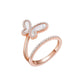 .925 Silver w/ Mother Of Pearl Cubic Zirconia Encrusted Swirl Butterfly Ring Jewelry