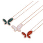 Green Malachite w/ 18k Gold & Cubic Zirconia Butterfly Necklace Jewelry