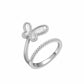 18K Rose Gold w/ Mother Of Pearl Cubic Zirconia Encrusted Swirl Butterfly Ring Jewelry