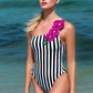 Vanda - StripeOne Shoulder Style Swimsuit