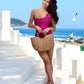 Vanda - StripeOne Shoulder Style Swimsuit